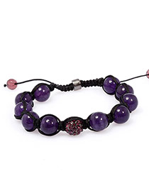 Fashion Purple Beads Weaving Decorated Simple Design Acrylic Korean Fashion Bracelet