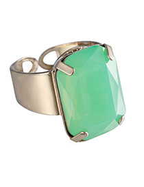 Personality Light Green Square Diamond Decorated Opening Design Alloy Korean Rings