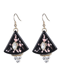 Exaggerate Black Diamond Decorated Triangle Shape Design  Resin Korean Earrings