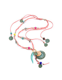 Personality Multicolor Round Pendant Decorated Multilayer Design Resin Bib Necklaces