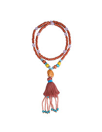 Vintage Multi-colour Beads Pendant Decorated Tassel Design Turquoise Bib Necklaces