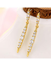 Delicate Gold Color Diamond Decorated Leaf Design Simple Earrings