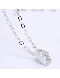 Fashion Silver Color Triangle Pendnat Decortaed Simple Long Chain Necklace