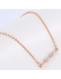 Fashion Rose Gold Diamond Pendant Decorated Long Chain Necklace