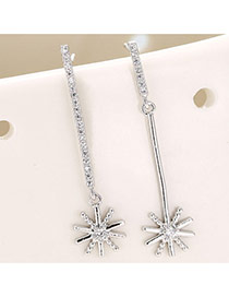 Trendy Silver Color Diamond&sunflower Pendant Decorated Simple Design Earrings