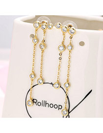 Luxury Gold Color Diamond& Chain Tassel Decorated Simple Design Earrings