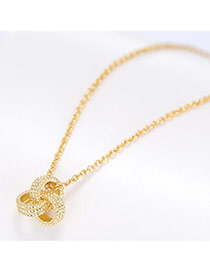 Elegant Gold Color Rings Shape Clasped Shape Pendant Decorated Simple Design Pure Color Necklace