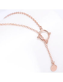 Fashion Rose Gold Hollow Out Round Shape Pendant Decorated Pure Color Necklace