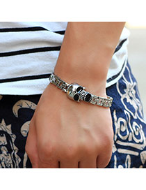 Fashion Silver Color Skull Pattern Decorated Hollow Out Chain Bracelet