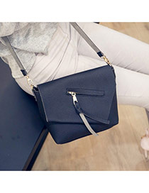 Elegant Black Tassel Pendant Decorated Pure Color Simple Shoulder Bag