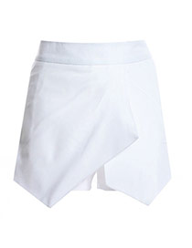 Trendy White Pure Color Decorated Irregular Shape Design Skirt