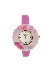 Fashion Plum Red Round Shape Dial Plate Design Color Matching Watch