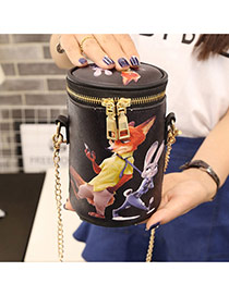 Personality Multi-color Cartoon Pattern Decorated Simple Bucket Bag