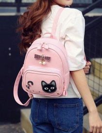 Fashion Pink Cat&bowknot Pattern Decorated Color Matching Backpack